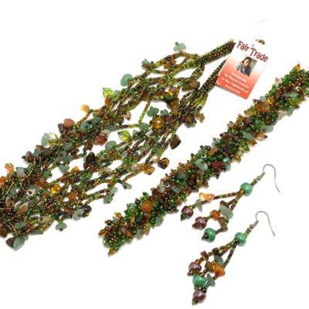 Multi Colored - Multi 8 Strand Necklace & Earrings